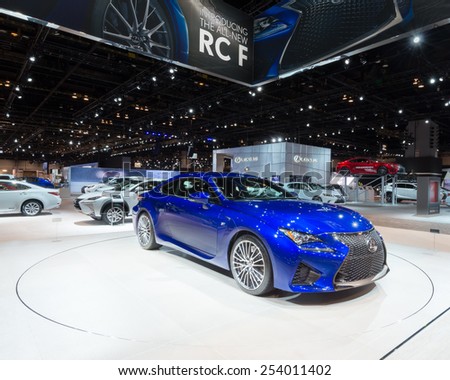 CHICAGO, IL/USA - FEBRUARY 12, 2015: 2015 Lexus RC F car at the Chicago Auto Show (CAS), the largest auto show in North America.