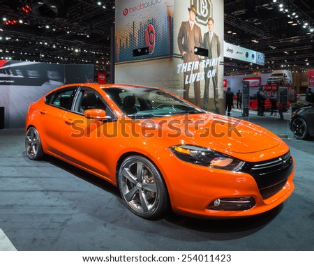 CHICAGO, IL/USA - FEBRUARY 13, 2015: 2015 Dodge Dart GT car at the Chicago Auto Show (CAS), the largest auto show in North America.