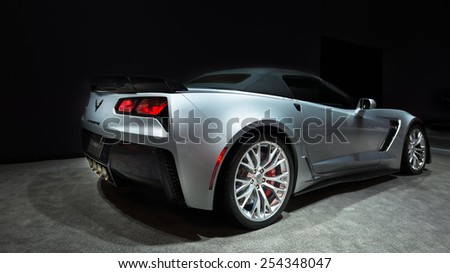 CHICAGO, IL/USA - FEBRUARY 13, 2015: 2015 Chevrolet Corvette Z06 car at the Chicago Auto Show (CAS), the largest auto show in North America.