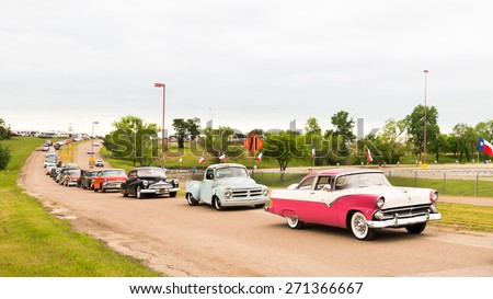 AUSTIN, TX/USA - April 17, 2015: Customized cars at the Lonestar Round Up, a celebration of 1963-and-earlier American hot rods and custom cars.