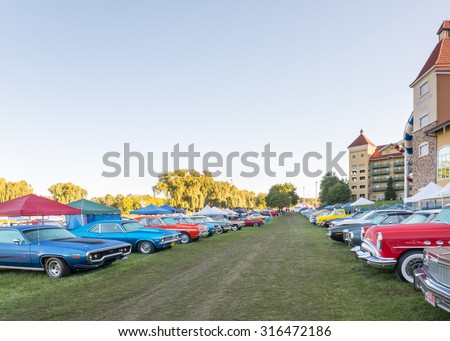 FRANKENMUTH, MI/USA - SEPTEMBER 13, 2015: Classic cars at the Frankenmuth Auto Fest, held in Heritage Park.