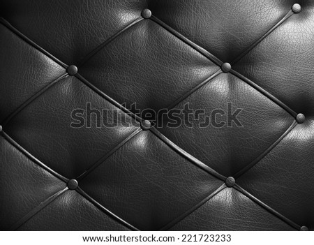 Texture black and white leather with studs on upholstered furniture close-ups.