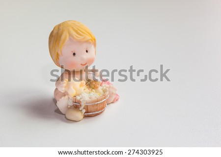 ceramic boy doll washing pig