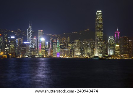 Night Hong Kong Night Hong Kong island glows with a rainbow of lights.