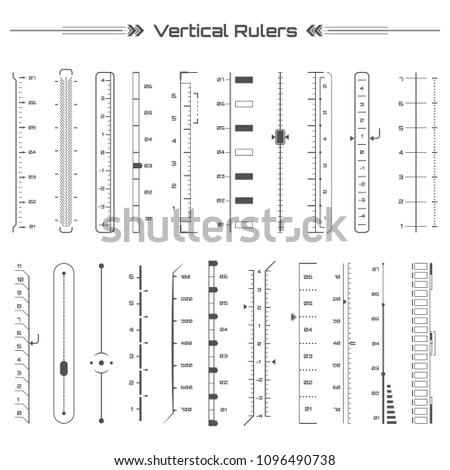 Set of black hud vertical rulers infographic elements. Futuristic user interface. Virtual graphic. Infographic elements. Digital dashboard panel illustration