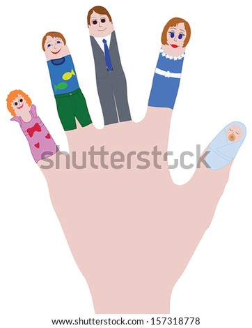 Father, Mother, Sister, Brother On Fingers As A Symbol Of Happy Family ...