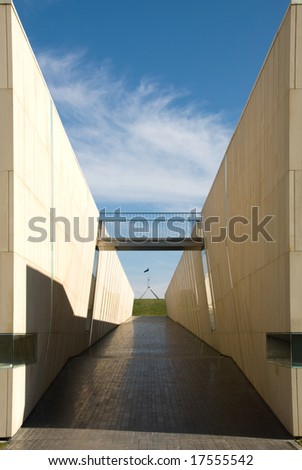 A public walkway situated near the High Court building in Canberra, Australian Capital Territory, Australia