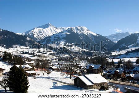 A winter scene in Gstaad, Switzerland