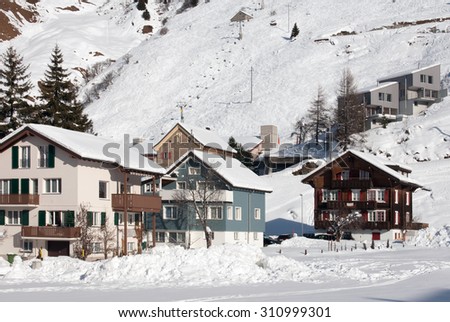 Houses in the picturesque ski resort of Andermatt, Switzerland