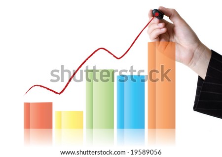 hand drawing colorful increasing graph / bars