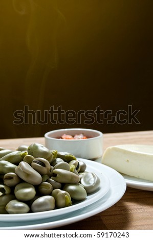 Ecuadorian food series: hot lima beans with pepper sauce and cheese