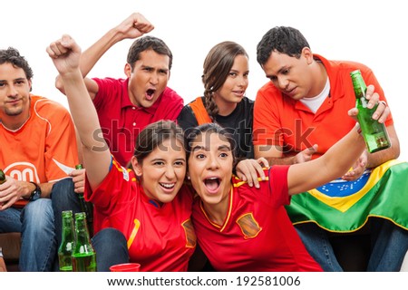 World Cup: Group of friends celebrating soccer match