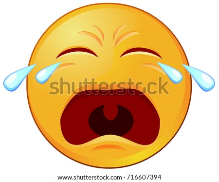 Crying with tears emoji vector icon