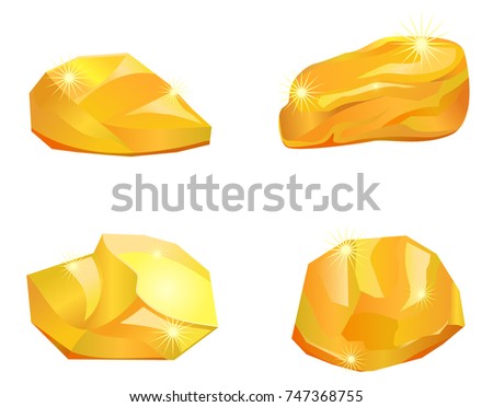Four gold stones or nuggets vector