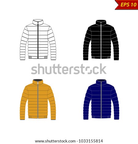 Down jacket logo in vector.Winter down jacket in vector on a white background.