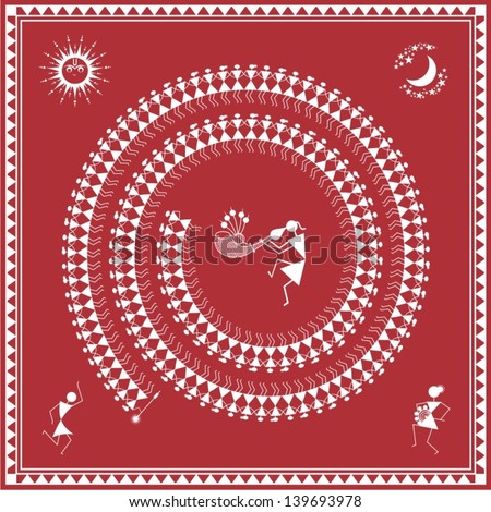 Indian Tribal Painting. Warli Painting Stock Vector Illustration ...