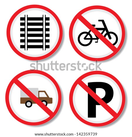 No parking, No bicycle, No truck and railway sign. Stock foto © 