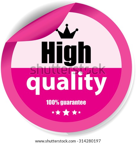 High quality written inside the circle pink sticker, label and sign with crown and stars.