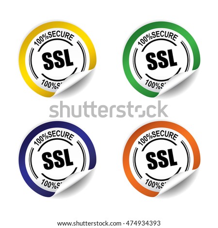 100% secure SSL sticker, button, label and sign set - vector