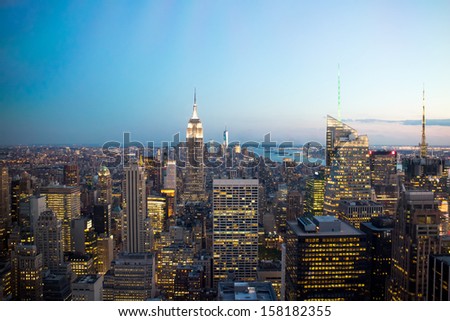 New York skyline at night.