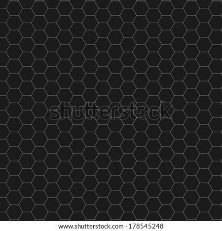 High resolution seamless hexagon tiles background, dark gray color.