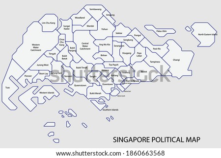 Singapore political map divide by state colorful outline simplicity style. Vector illustration.