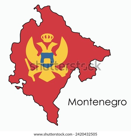 Outline drawing of Montenegro flag map. Vector illustration.