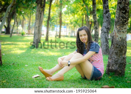 Cute woman wearing denim shorts