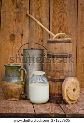 Milk and utensils for storage and processing of milk in the village