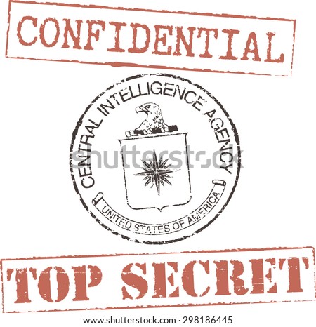 Grunge stamps 'CIA', 'confidential', 'top secret'