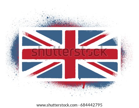 British flag (Union jack). Spray graffiti double layer stencil.