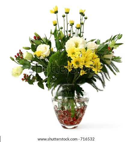A Transparent glass vase with flowers from the garden