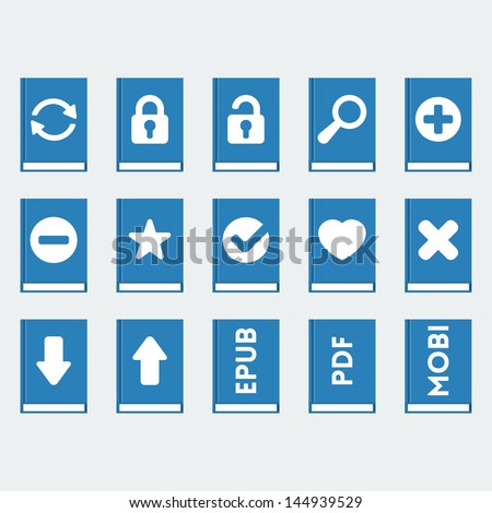 Vector book icons set in 'flat' style