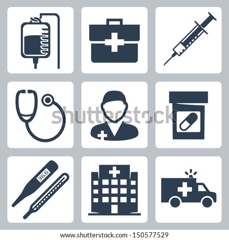 Vector isolated medical icons set