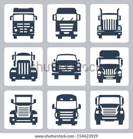 Vector isolated trucks icons set: front view