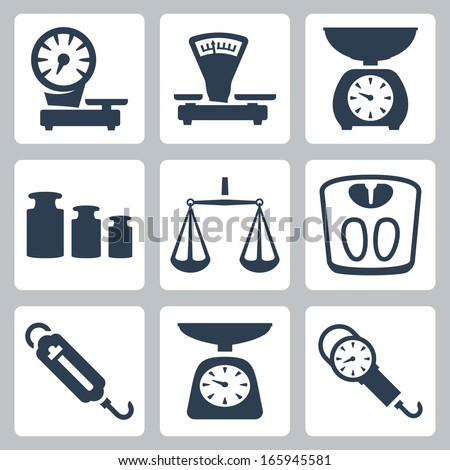 Vector isolated scales, balance icons set