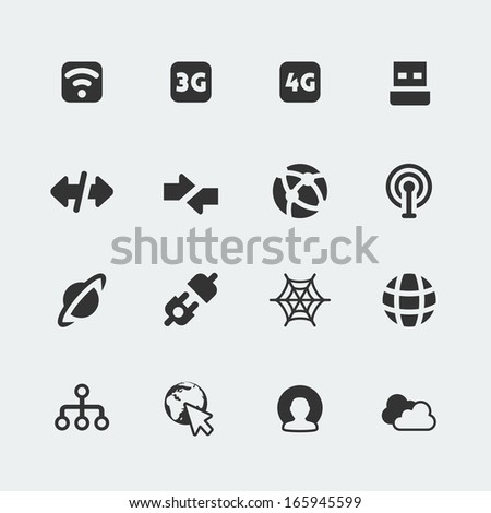 Vector isolated internet and connection mini icons set