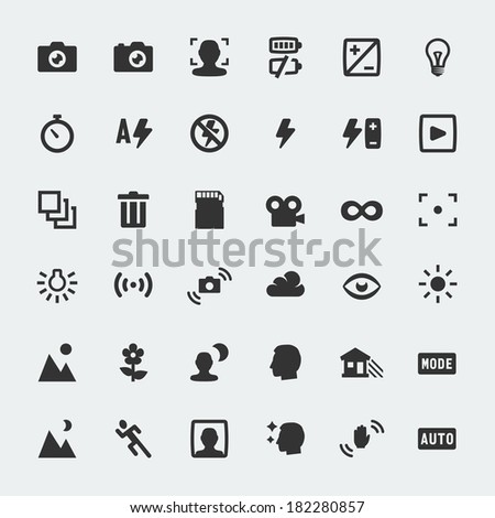 Vector camera functions mini icons set