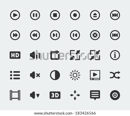 Vector video player mini icons set