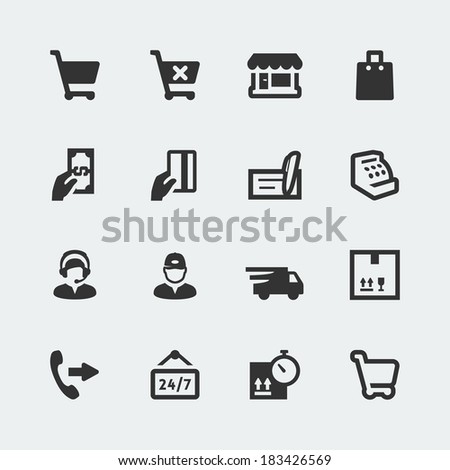 Vector shopping and e-store mini icons set