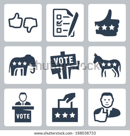 Vector voting and politics icons set