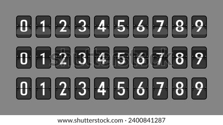 Vector Numbers for Flip Clocks, Split-Flap or Flap Display, White Graphics and Black Flaps