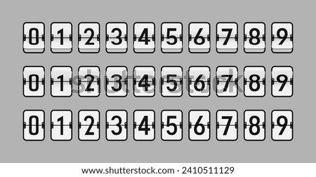 Vector Numbers for Flip Clocks, Split-Flap or Flap Display, Black Graphics and White Flaps