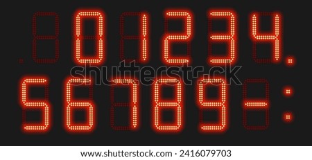 Vector Glowing Red Seven Segment Dotted LED Display