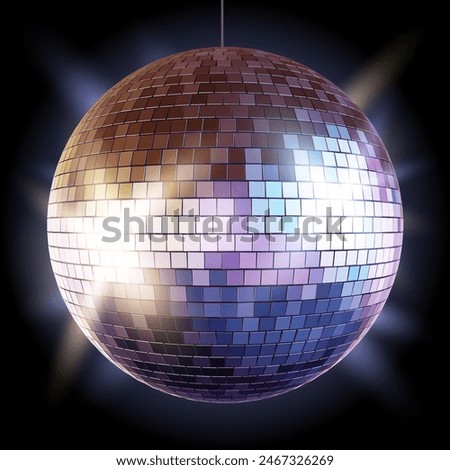 Vector Isolated Disco Ball on Dark Background