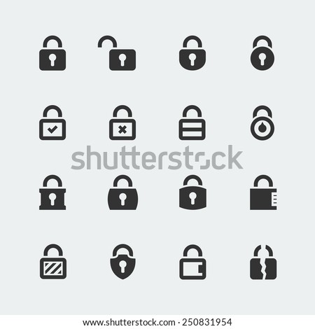 Vector icon set of locks