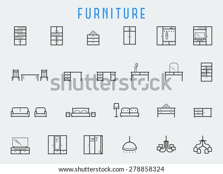 Furniture icon set in line style