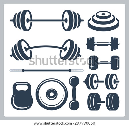 Set of sport weights for bodybuilding, fitness and weightlifting