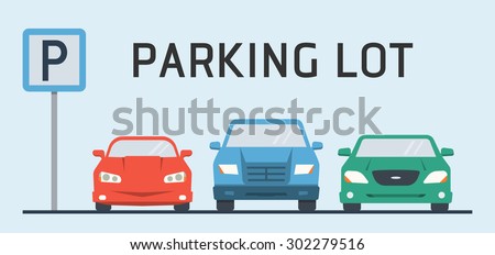 Parking concept in flat style over blue background 