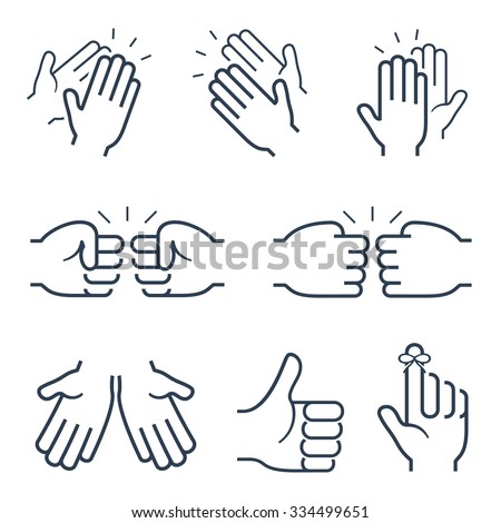 Hand gestures icons: clapping, brofisting and other